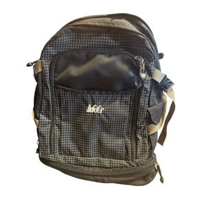 Vintage 90s REI Backpack Ruckpack Black White Grid Outdoors Hiking Laptop Bag